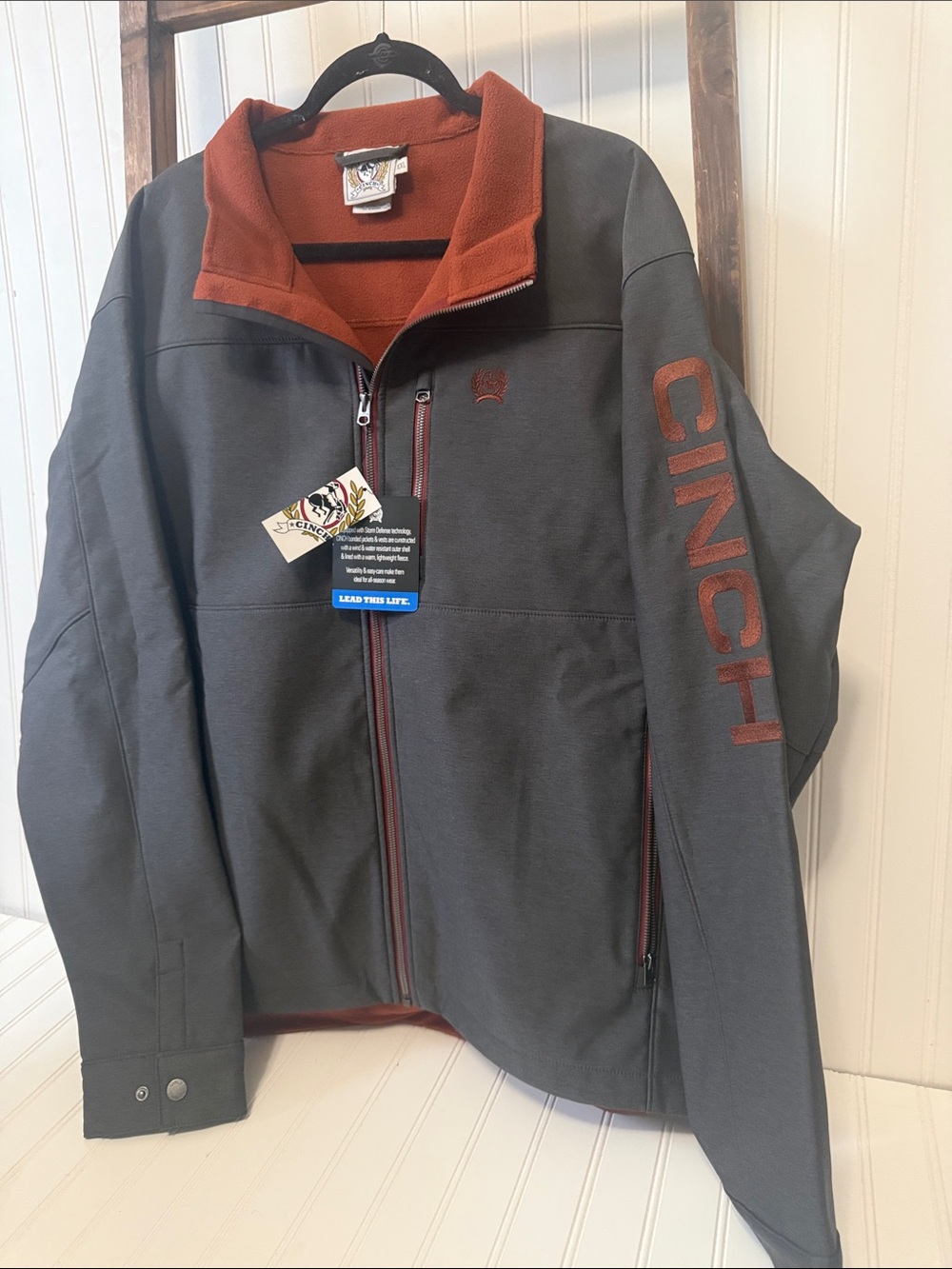 Cinch Men’s Charcoal Jacket with Rust Interior and Trim